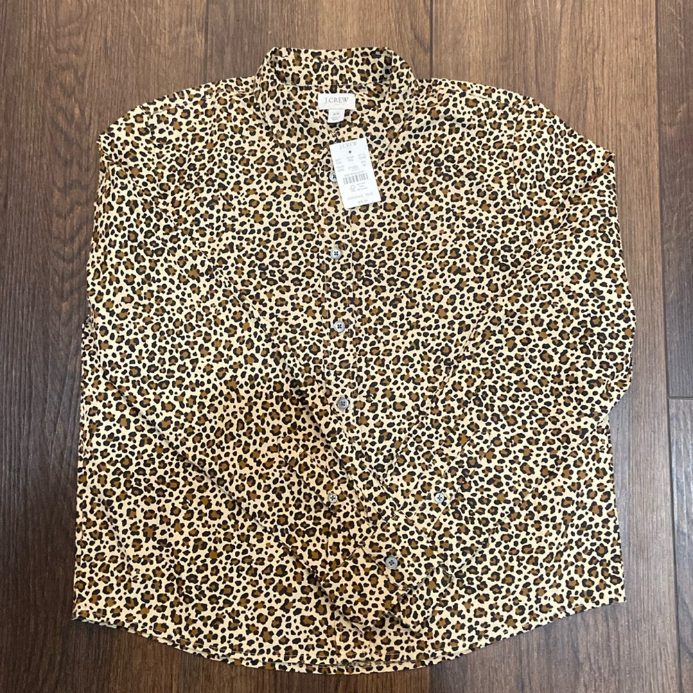 BNWT J.Crew Factory Leopard Modern Button Down, XS